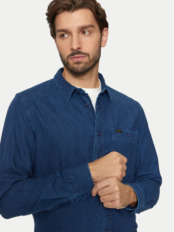 Lee Lee džínsová košeľa Leesure 112355712 Modrá Regular Fit