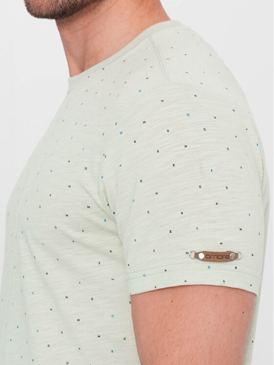 Ombre Ombre T-Shirt OM-TSFP-0185 Zelená Regular Fit