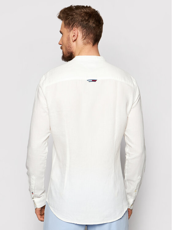 Tommy Jeans Marškiniai Tjm Mao Linen Blend DM0DM10617 Balta Slim Fit •  Modivo.lt