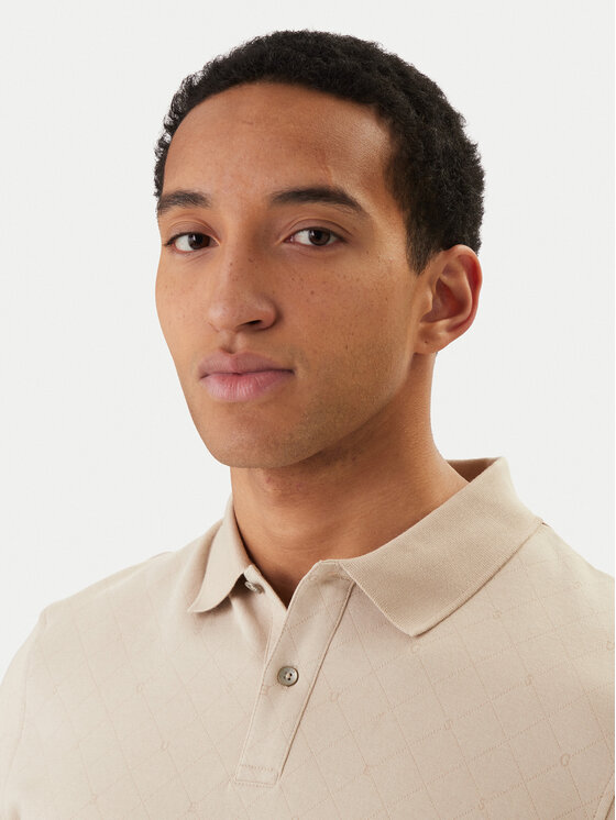 Guess Guess Тениска с яка и копчета M6RP05 KD181 Бежов Regular Fit