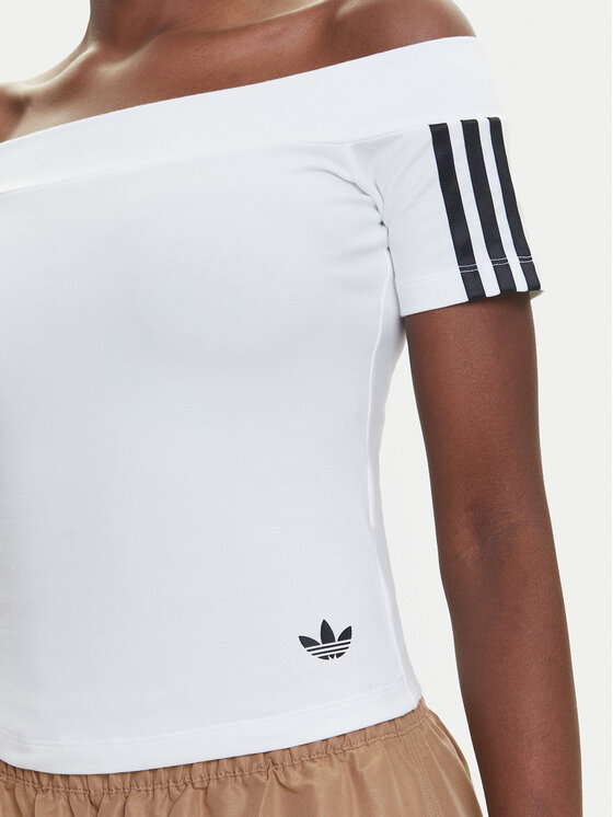 adidas adidas Bluză adicolor Bandeau JV9741 Alb Slim Fit