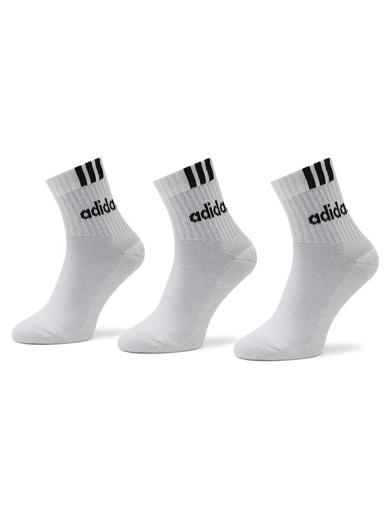 Șosete Înalte Unisex adidas 3-Stripes Linear Half-Crew Cushioned Socks 3 Pairs HT3437 Alb