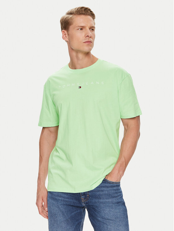 Tommy Jeans Tommy Jeans T-Shirt Linear Logo DM0DM17993 Zelená Regular Fit