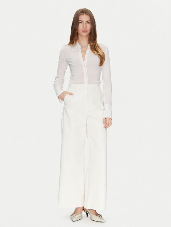 BARDOT BARDOT Hlače iz umetnega usnja 58936PB1 Bela Regular Fit