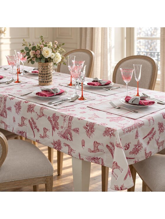 Roseberry Home Roseberry Home Obrus Toile de Jouy Red Forest Czerwony