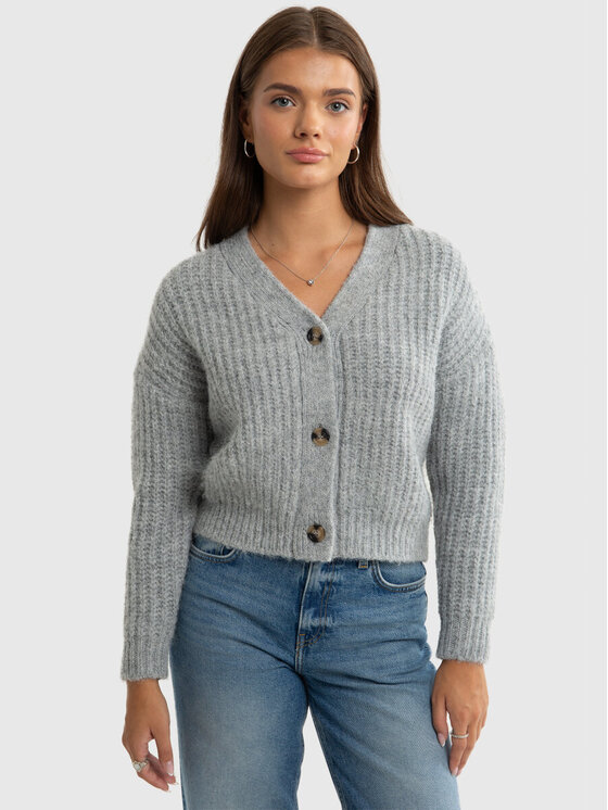 BIG STAR BIG STAR Kardigan KARDA_901_160 Szary Classic Fit