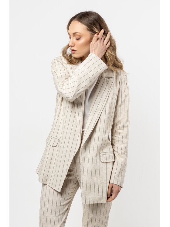 Awama Awama Marynarka A728 Beżowy Basic Fit