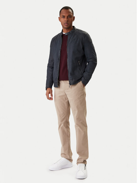 Milestone Milestone Шкіряна куртка Nevio 612203 60780 Cиній Regular Fit