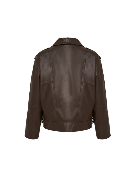 Mimika Mimika Kurtka skórzana Ramoneska Oversize w stylu lat 80s wersja brązowa Malasaña Brązowy Oversize
