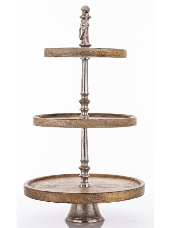 MIAhome MIAhome Patera drewniana 3 poziomy 54x30x30 cm CAKE - I Brązowy