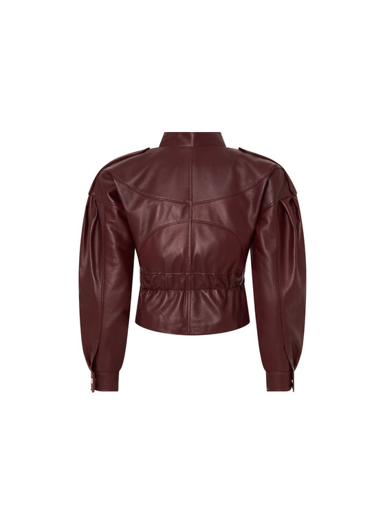 Mimika Mimika Kurtka skórzana Kattalin bomber bordeaux Bordowy Overshirt Fit