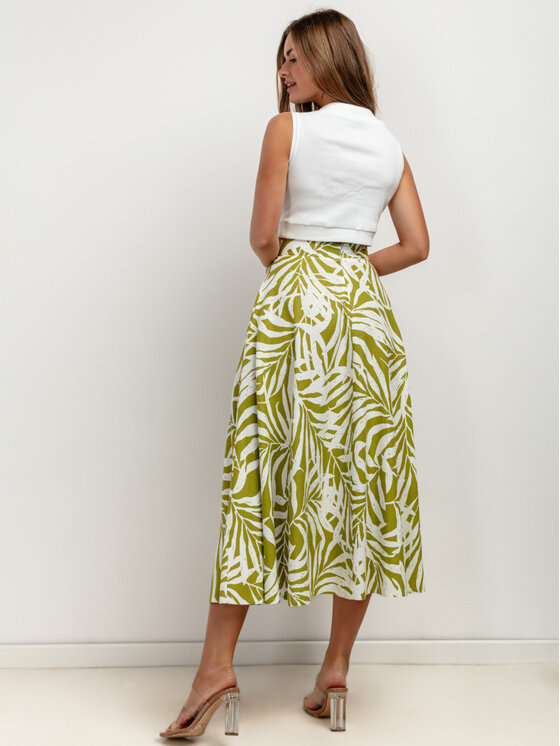 Tessita Tessita Spódnica midi T424/3/XXL Zielony A-Line Fit