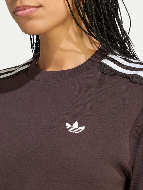 adidas adidas Тишърт Lace 3 Stripes LG4261 Кафяв Regular Fit