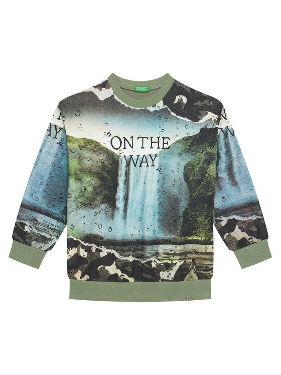 United Colors Of Benetton United Colors Of Benetton Bluză 3WECC10PR Verde Oversize