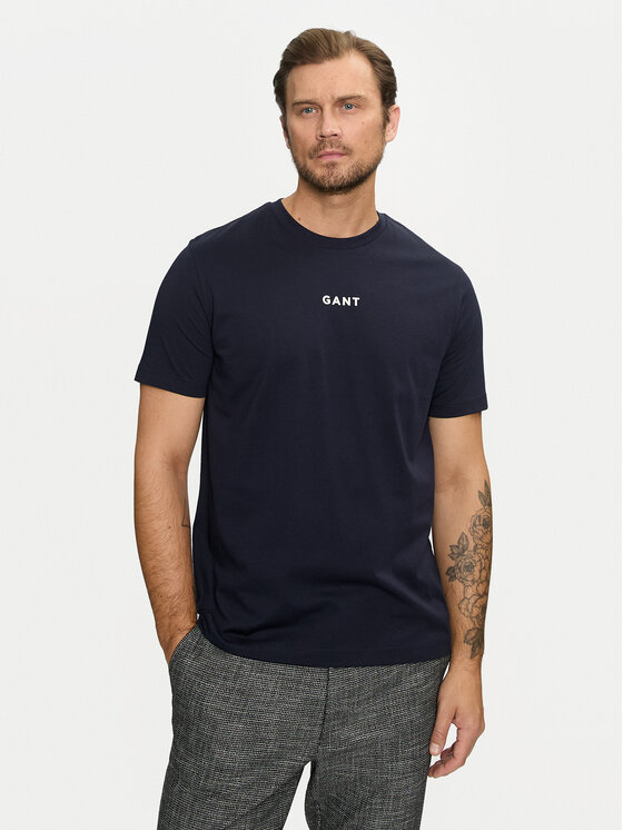 Gant Tričko Small Logo 2003248 Tmavomodrá Regular Fit