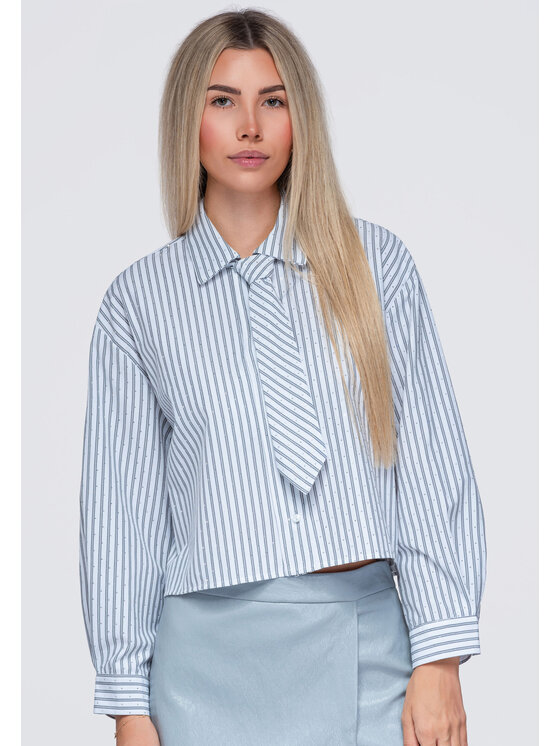 Ombre Ombre Koszula OW-SH-E0069 Szary Loose Fit