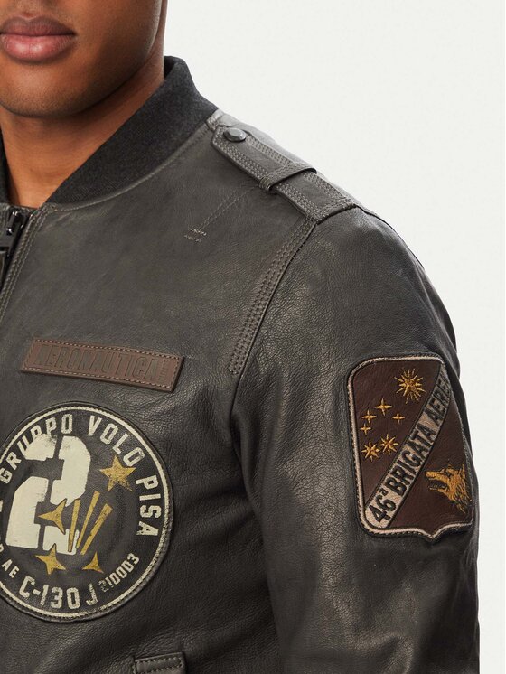 Aeronautica Militare Aeronautica Militare Μπουφάν δερμάτινο 261PN5055U100839 Μαύρο Regular Fit