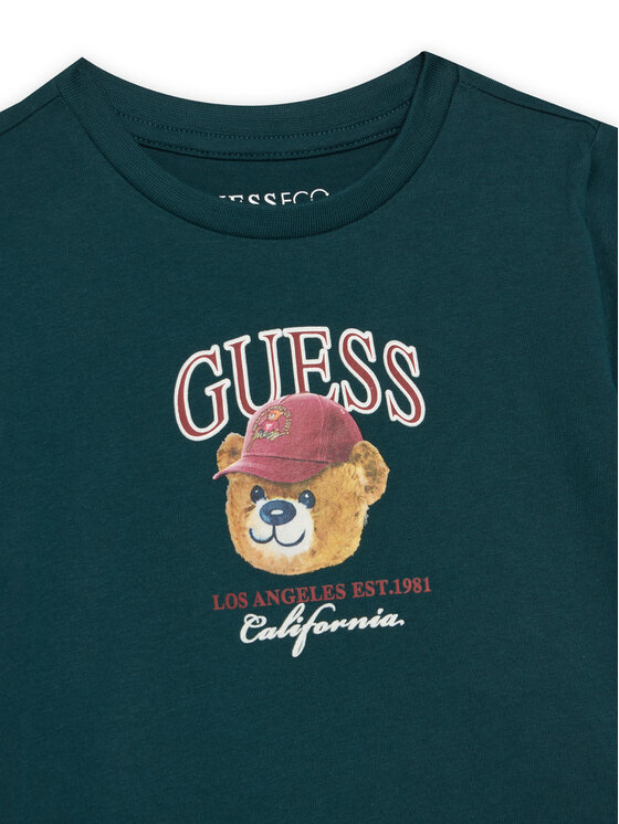 Guess Guess Marškinėliai N6YI13 K3801 Tamsiai žalia Regular Fit