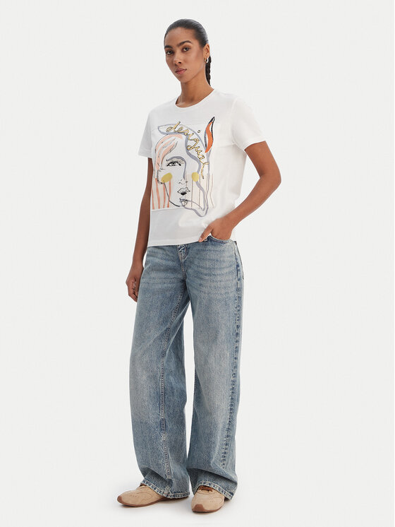 Desigual Desigual Tricou 26SWTK51 Alb Regular Fit