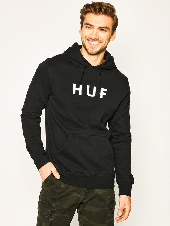 HUF HUF Džemperis ar kapuci Essentials OG Logo PF00099 Melns Regular Fit