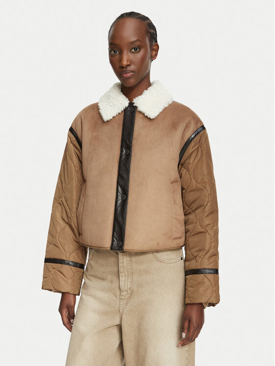 Weekend Max Mara Weekend Max Mara Kożuch sztuczny Gessati 2625486011 Brązowy jasny Regular Fit