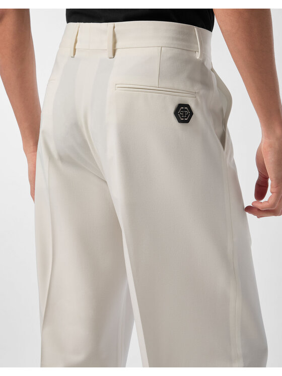 PHILIPP PLEIN PHILIPP PLEIN Spodnie materiałowe 24721 Biały Wide Fit