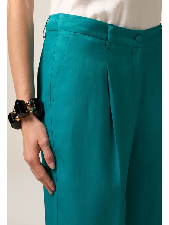 Oltre Oltre Pantaloni di tessuto P086R008738N015 Turchese Baggy Fit