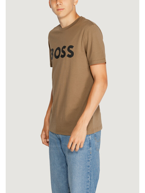 BOSS Boss T-shirt THINKING 1 Marrone Shirt Fit