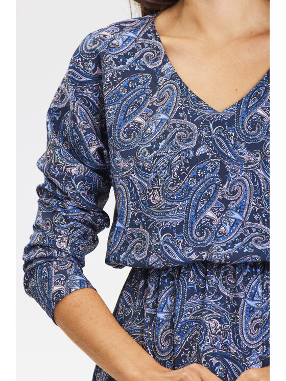 Awama Awama Letní šaty A666 Tmavomodrá Basic Fit