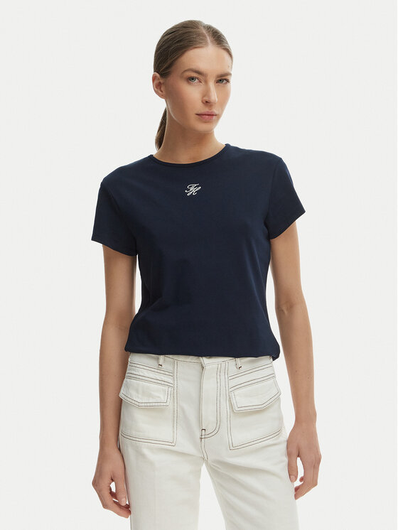 Tommy Hilfiger Tricou WW0WW48710 Bleumarin Slim Fit