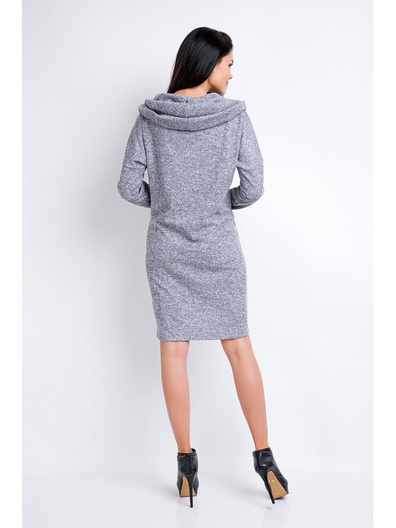 Awama Awama Úpletové šaty A161 Šedá Basic Fit