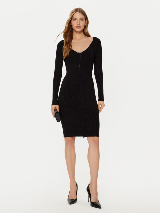 Guess Guess Sukienka dzianinowa W5RK07 Z2YJ2 Czarny Regular Fit