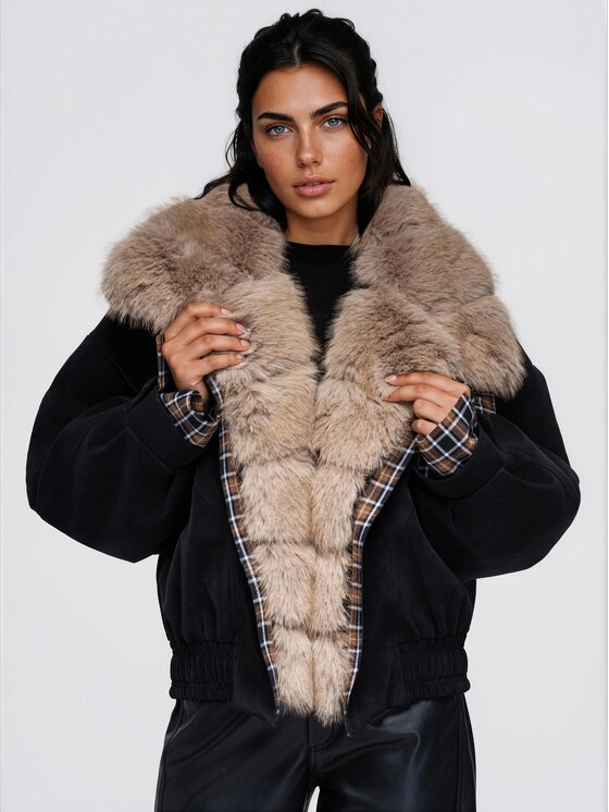 Ombre Ombre Zimní bunda OW-JT-E0016 Černá Oversize