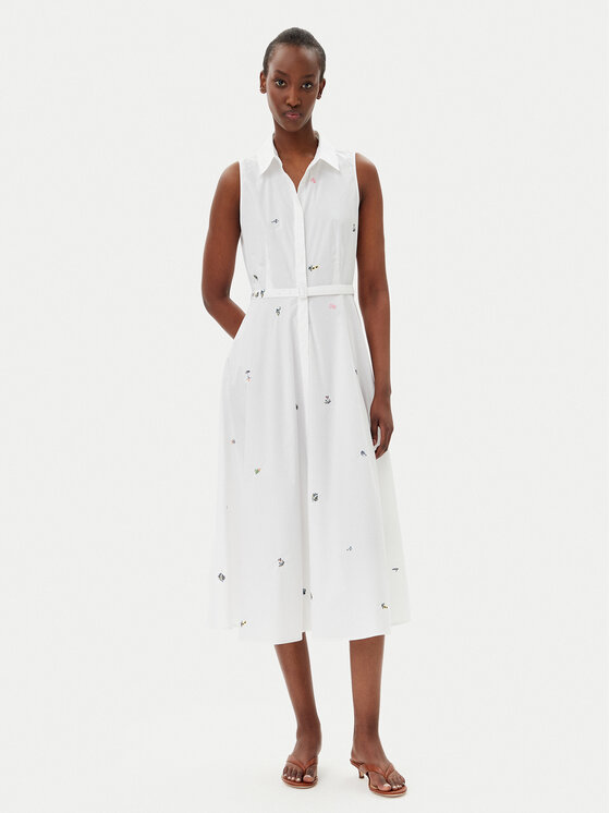 Marella Marella Rochie tip cămașă Ensign 2513221222 Alb Regular Fit