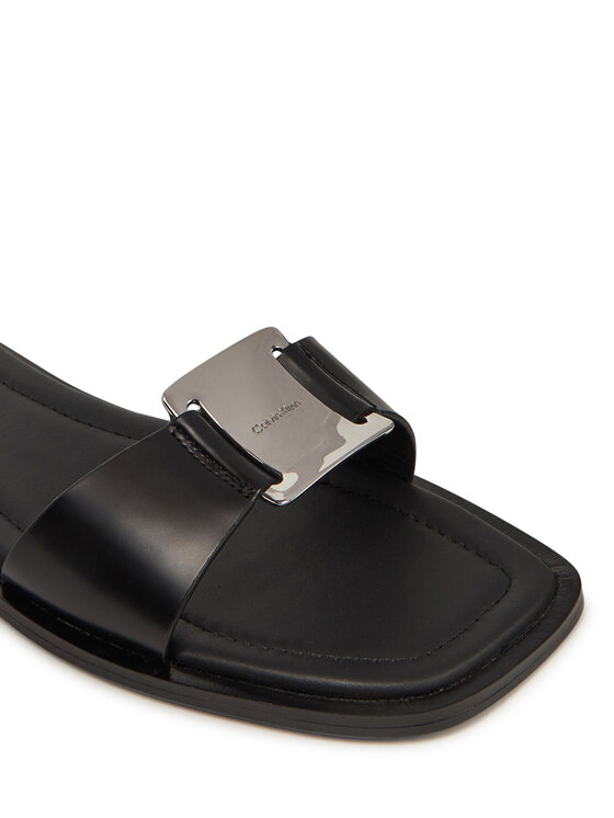 Calvin Klein Calvin Klein Šľapky Flat Slide W/Ck Hw Big - Lth HW0HW02482 Čierna