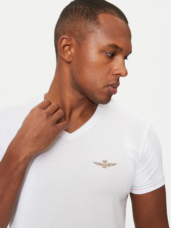 Aeronautica Militare Aeronautica Militare Marškinėliai AM1UTI004 Balta Slim Fit