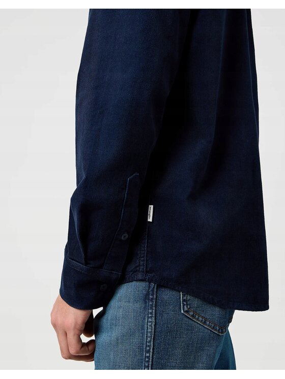 Wrangler Wrangler Koszula 1 Pkt Corduroy Shirt Niebieski Regular Fit
