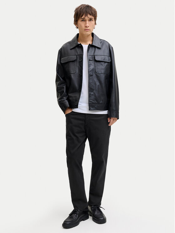 Jack & Jones Jack & Jones Kalhoty z materiálu Clark Finn 12293328 Černá Regular Fit