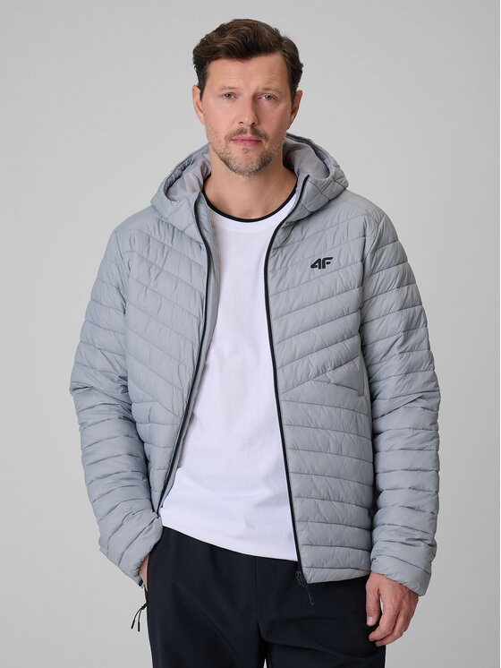 4F 4F Kurtka puchowa BASIC+ Szary jasny Regular Fit
