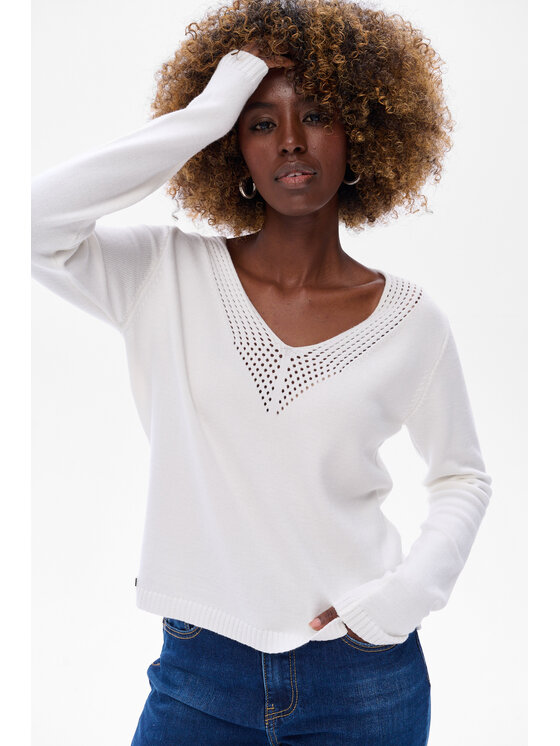 blue shadow blue shadow Sweter Qwin Écru Regular Fit