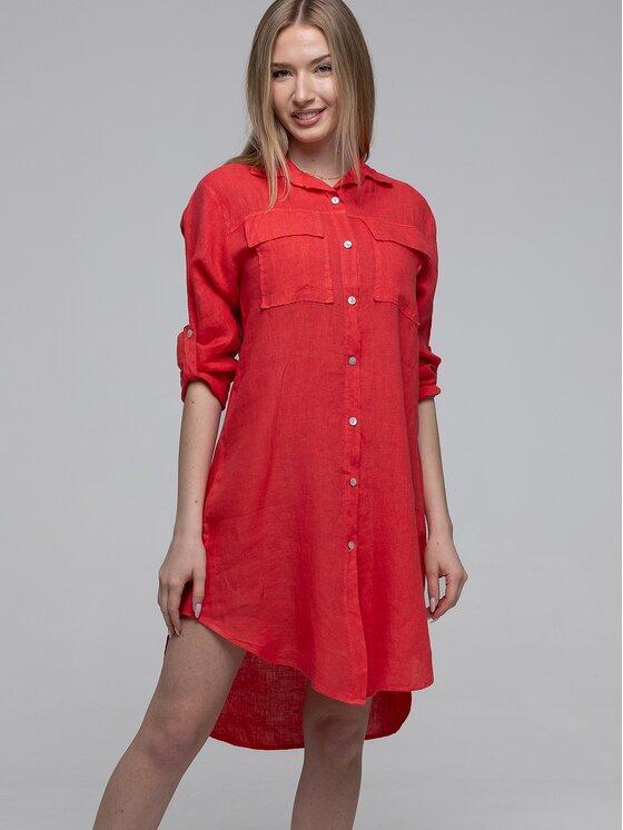 Perso Perso Sukienka koszulowa RBE265588F Czerwony Regular Fit
