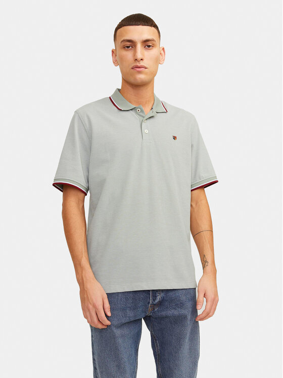 Jack&Jones Jack&Jones Тениска с яка и копчета Bluwin 12169064 Сив Regular Fit