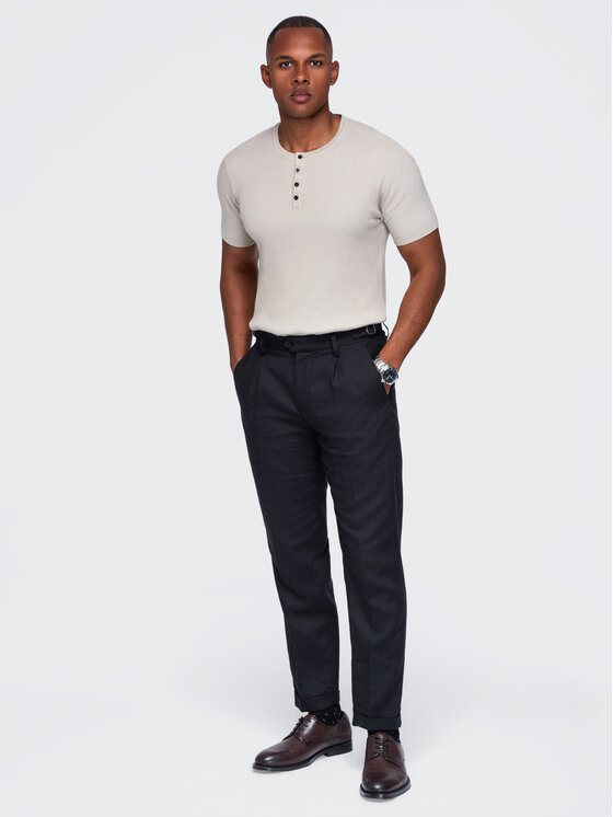 Ombre Ombre T-Shirt OM-TSCT-0304 Szary jasny Slim Fit