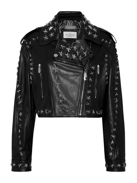 PHILIPP PLEIN PHILIPP PLEIN Kurtka skórzana 27271 Czarny Slim Fit