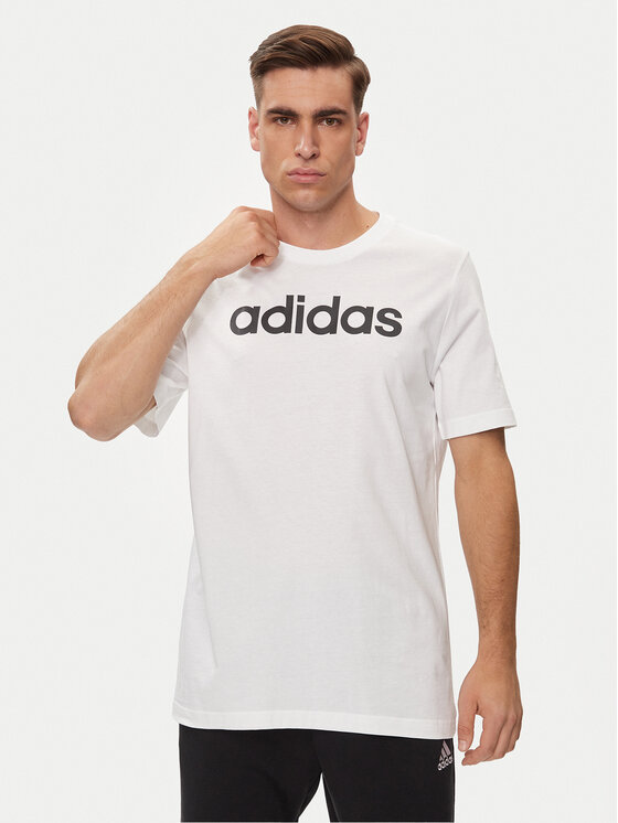 adidas adidas T-särk Essentials Single Jersey Linear Embroidered Logo T-Shirt IC9276 Valge Regular Fit