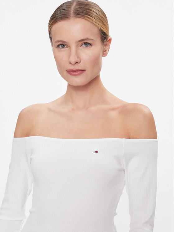 Tommy Jeans Tommy Jeans Блуза DW0DW17535 Бял Slim Fit