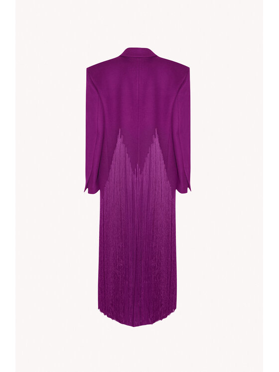 Epuzer Epuzer Płaszcz przejściowy Fringed wool Różowy Standard Fit