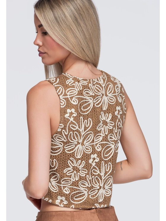 Ombre Ombre Kamizelka OW-VE-E0011 Brązowy Loose Fit