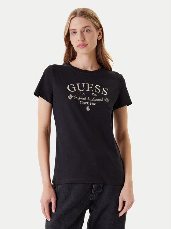 Guess Guess Tricou V5YI03 I3Z14 Negru Regular Fit