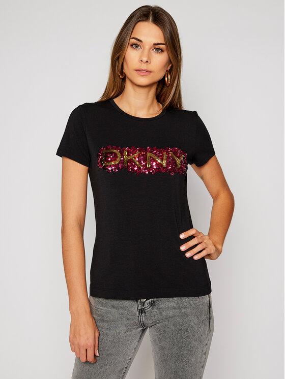 DKNY DKNY T-Shirt P0MG0DNA Czarny Regular Fit